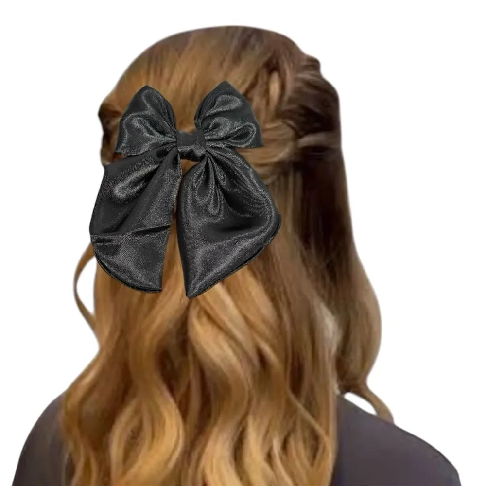 New Coquette black Satin hair bow for women and girls